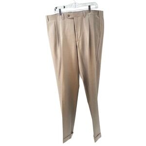 Lauren Ralph Lauren Men Tan Pleated Dress Pants Suit Trousers Size 38x32 Preppy